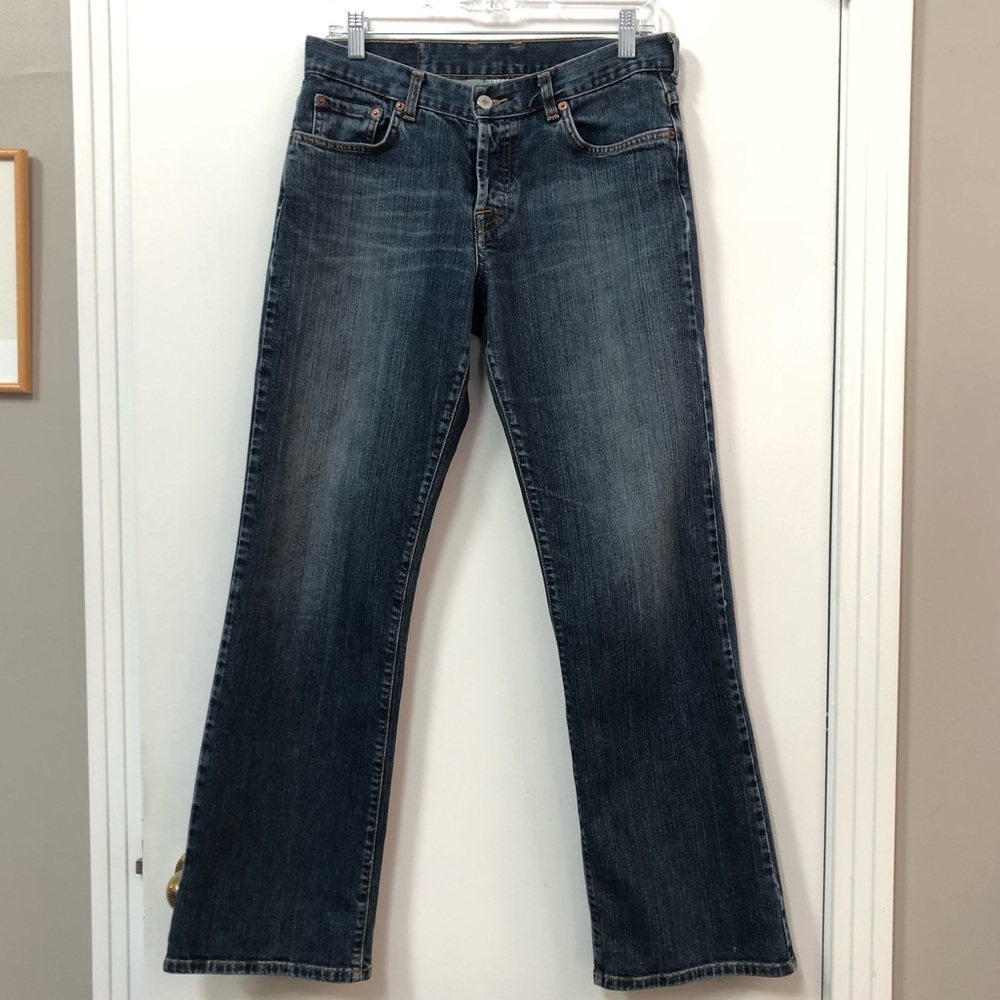 Lucky Brand Easy Rider dungarees classic jeans size 8 dark distressed wash EUC